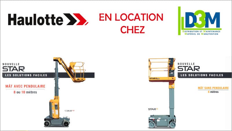 Nacelles à mât vertical Haulotte STAR 6 et 10 en location courte ou longue durée Nacelles à mât vertical Haulotte STAR 6 et 10 en location courte ou longue durée